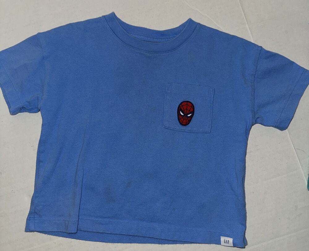 GAP KIDS MARVEL Blue Spider Man Knit Graphic Short Sleeve Crew Neck T-Shirt